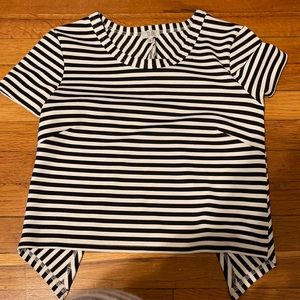 TOBI Black and White striped Top with open back